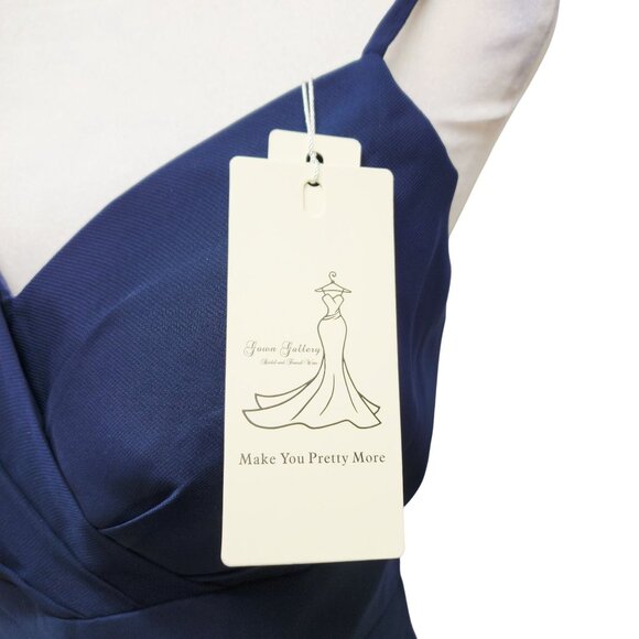 Elegant Navy Blue V-Neck Wedding party dress Size 6 - Picture 5 of 11